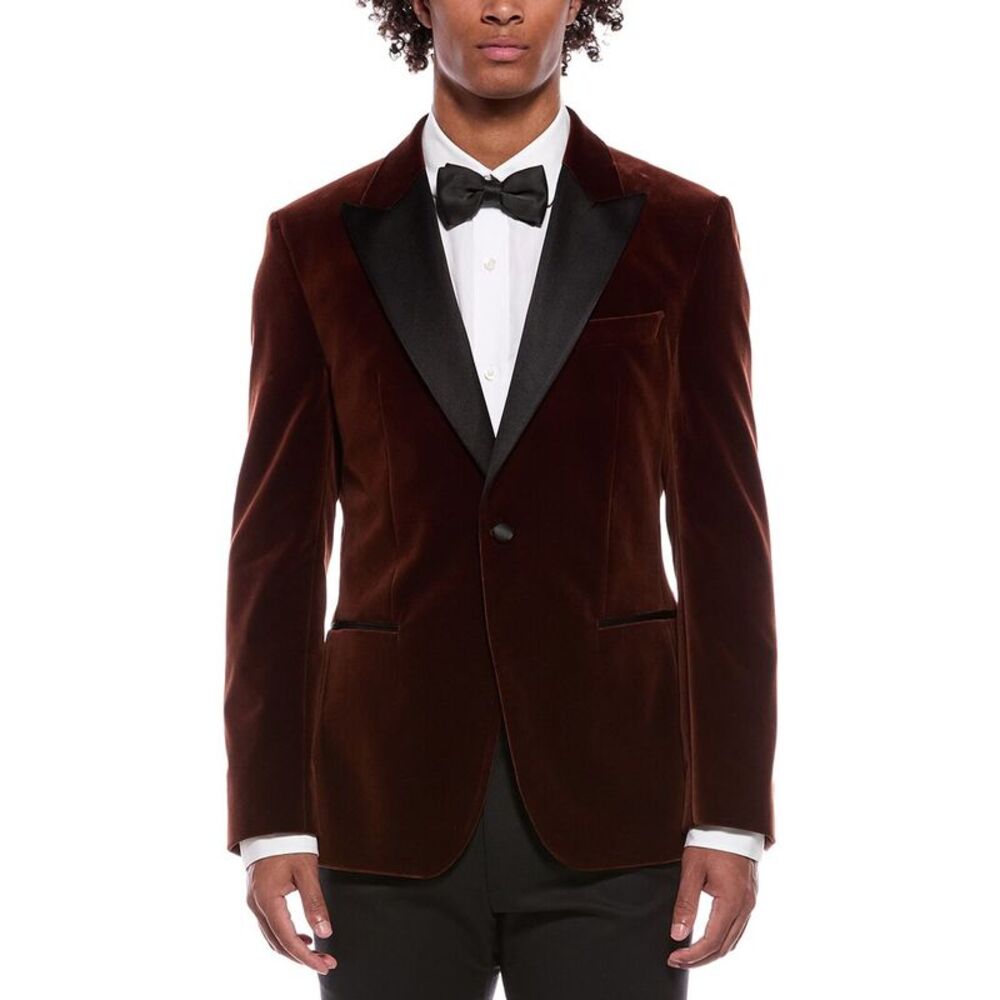 Hugo Boss Mens Boss  H-Hutson Velvet Slim Fit Tuxedo Jacket, Orange